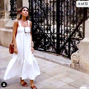 Zara Voluminous Textured Weave Dress White